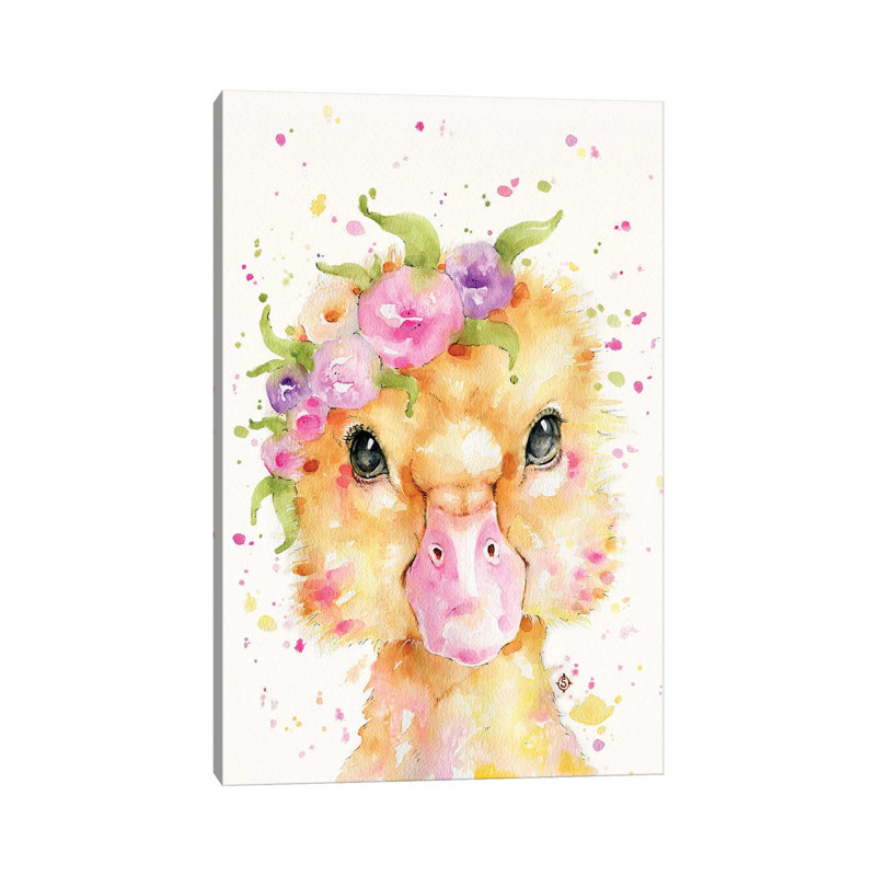 «Little Duck» par Sillier Than Sally - reproduction d'art, Toile tendue, Pas de tapis, H 12 po x l 8 po x P 0,75 po