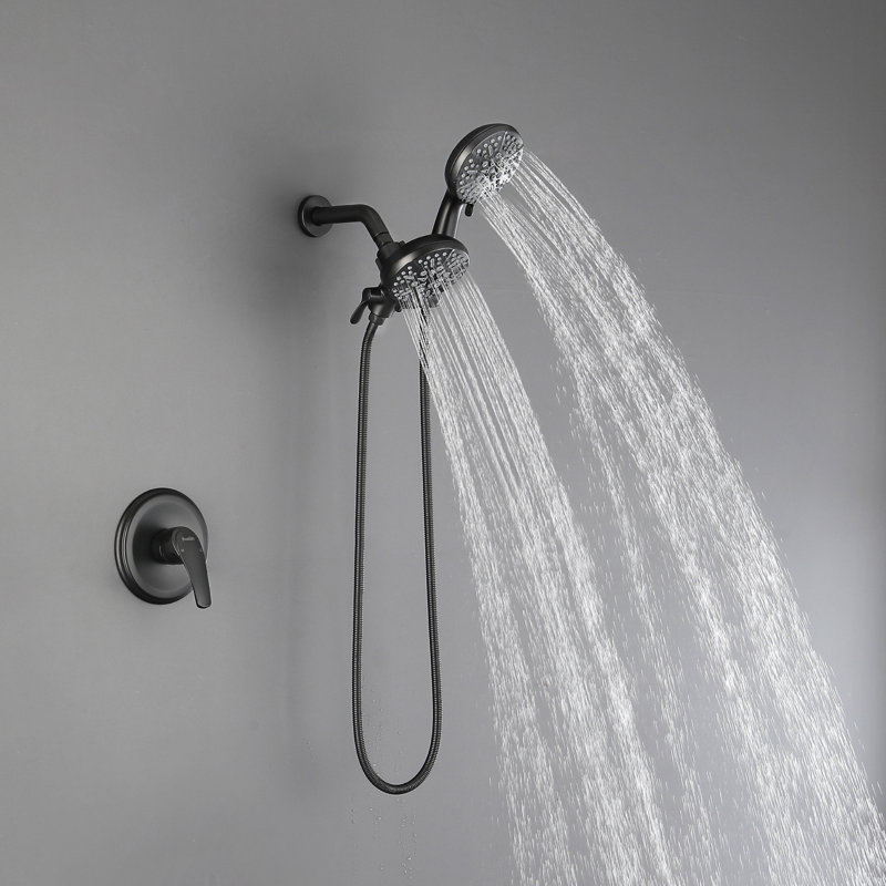 Dual Shower Faucet Set with Valve High Pressure 2 in 1 Shower Combo Set Shower System with Handheld, Black