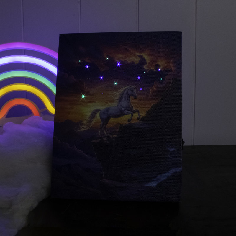 Toile de table illuminé 8 x 6 Unicorn Night Rainbow