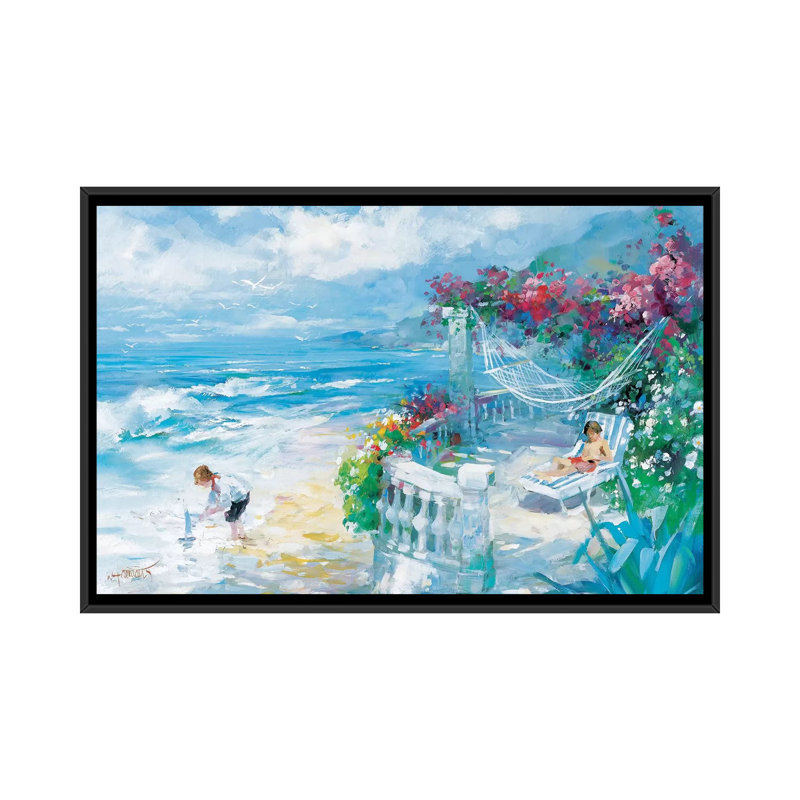 «Tranquility», reproduction sur toile, H 18 po x l 26 po x P 1,5 po, Toile avec cadre noir, Pas de tapis