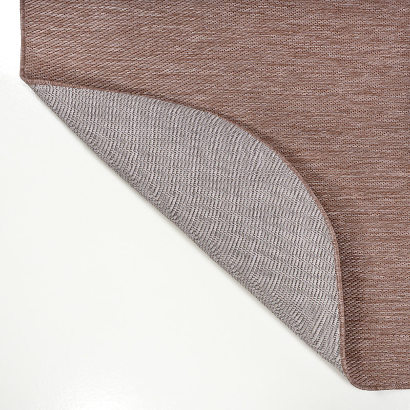 Longe Modern Minimalist Radius Corner Solid Light Rose Indoor/Outdoor Rug, Novelty 8'8" x 12'