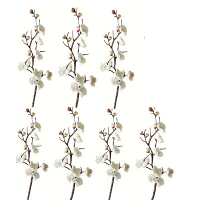 7 Pcs Artificial Flower Plum Blossom Branch Real Touch Artificial Cherry Blossom Flower Short Stem For Table Wedding Bouquet Home Decor