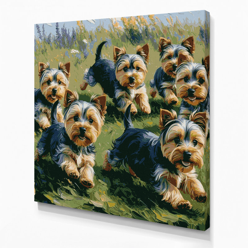 «Dogs Yorkshire Terrier», art mural sur toile brune, H 12 po x l 12 po