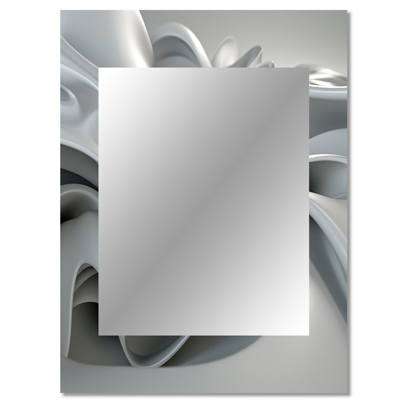 Grey Infinite Ripples - Waves Decorative Mirror, Modern Wall Mirror, Printed Metal Art, 40" x 30"