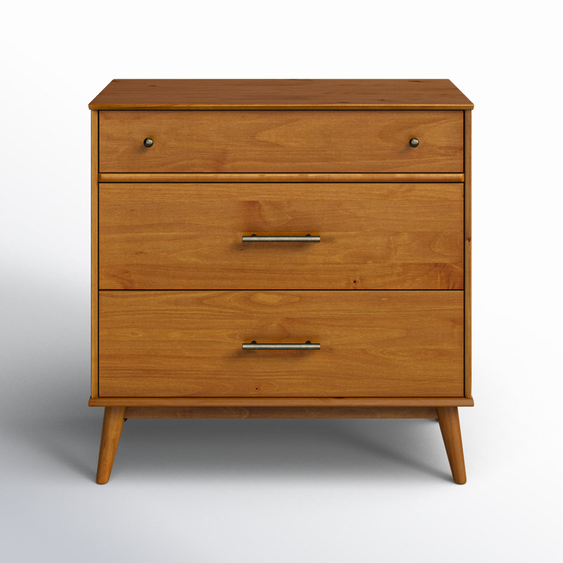 Ashlie 3 Drawer 36" W Wood Dresser, Castanho