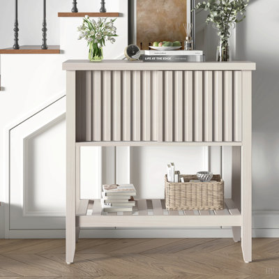 Console de 31,5 po avec portes coulissantes et tablette de rangement pour le couloir, le salon ou le bureau