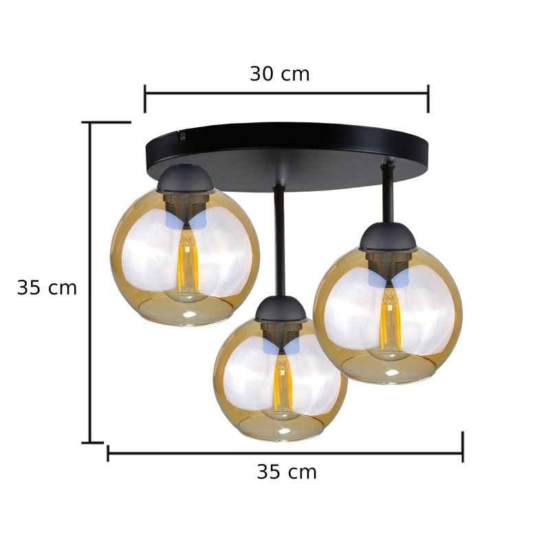 Glass Semi Flush Mount, Black