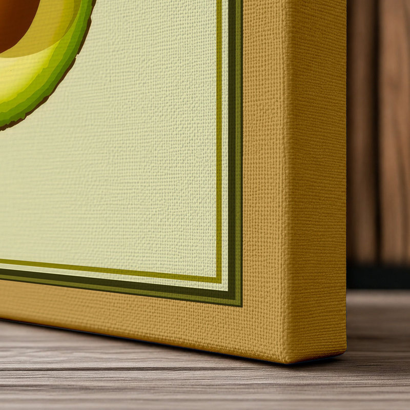 Avocado Cross-Section Botanical - Wrapped Canvas, 18x12 - 45.7 x 30.5 cm, Ochre Border