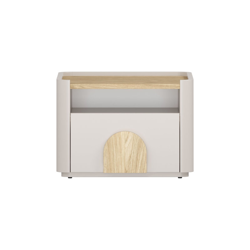 Sadeen 50cm W Manufactured Wood Bedside Table, Beige/Light Oak