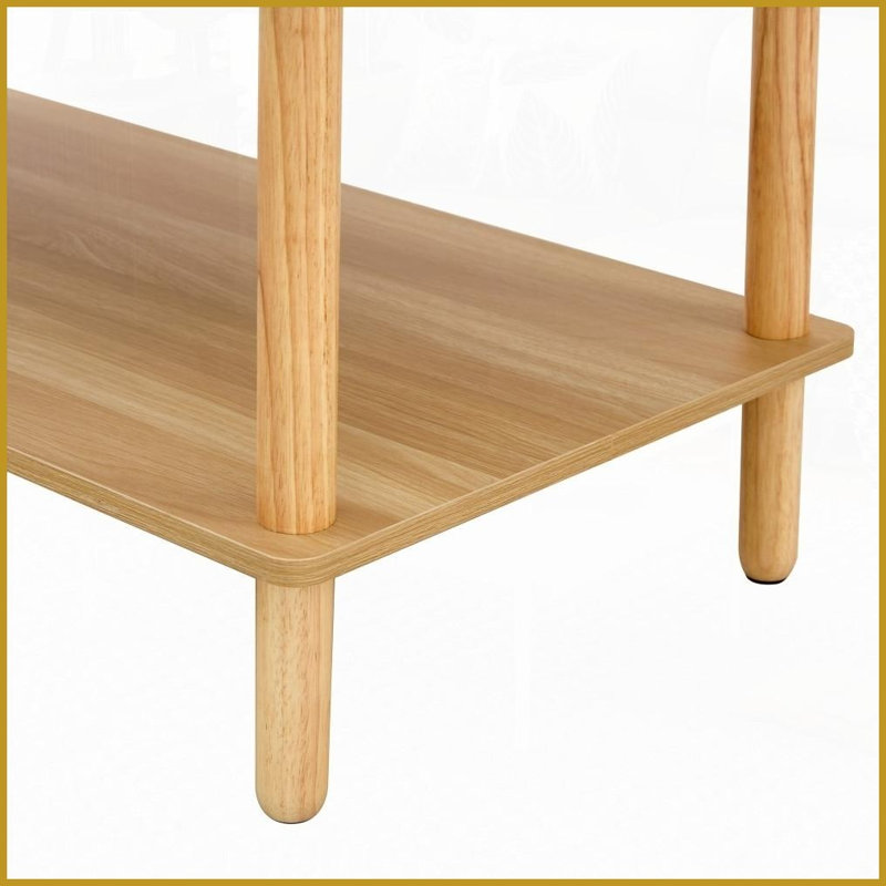 Table basse à 2 niveaux pour le salon - Panneau de fibres à densité moyenne et amp; Bois massif avec pieds en bois d'hévéa, facile à nettoyer Peu encombrant