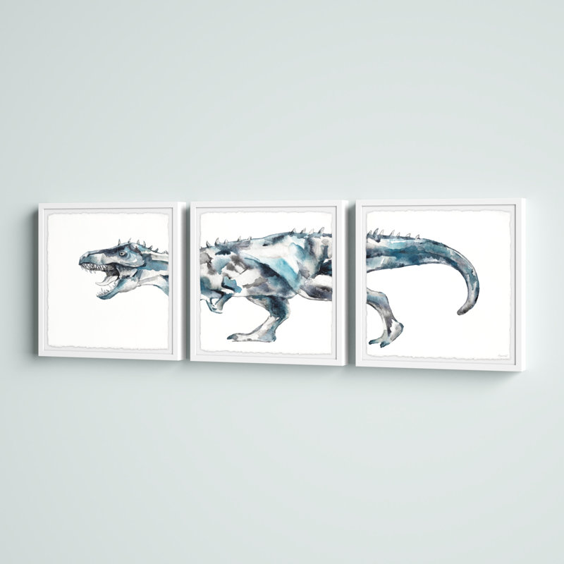 «Ferocious Dinosaur», ensemble de 3 reproductions encadrées, H 12 po x l 12 po x P 1,5 po