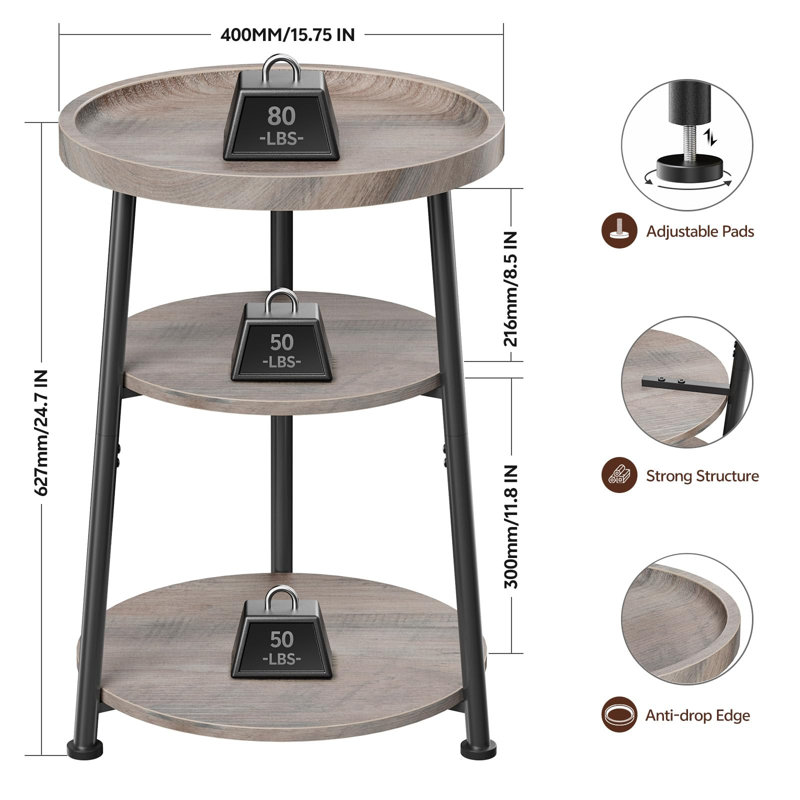 Table de bout 3 niveaux grège