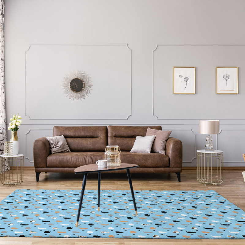 Tapis de chat bleu area, Rectangle 9 pi x 12 pi