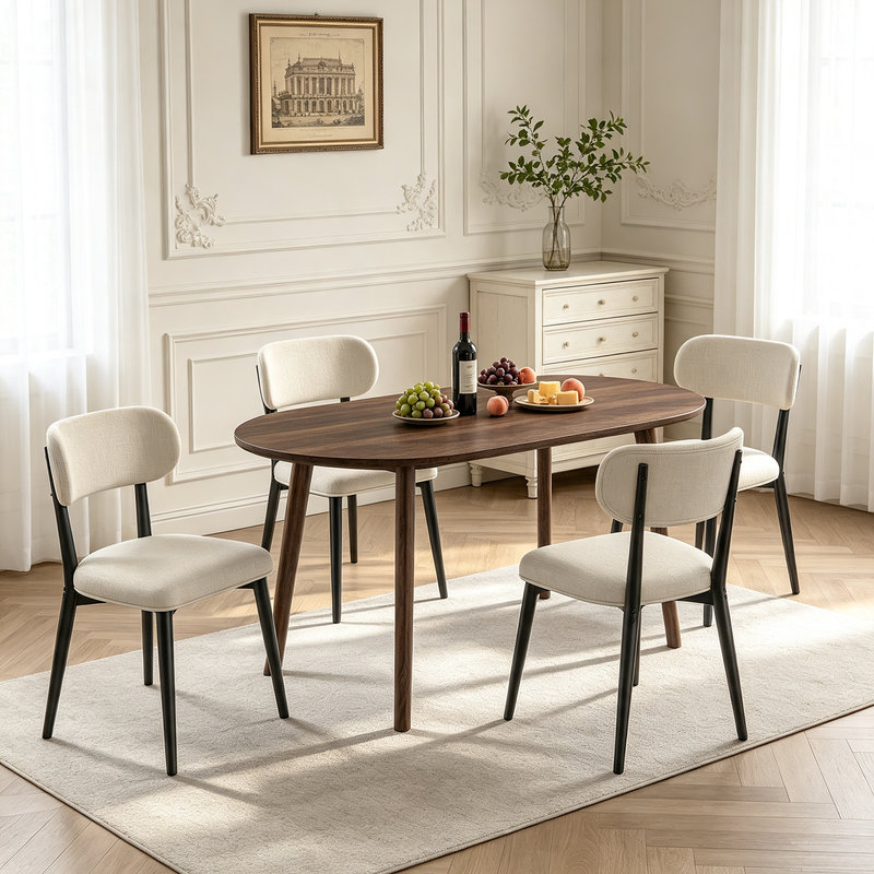 Ensemble de table de salle à manger 63,2 po, table de cuisine moderne avec 4 chaises rembourrées, ensemble de table 5 pièces pour salle à manger, appartement