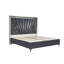 Grand lit tapissier contemporain avec rangement pratique et velours en tissu d'ameublement hydraulique gris minuit