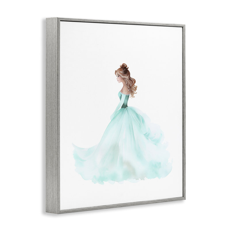 Blue Princess Ballgown, giclée encadrée, conception par Christine Simpson Art, H 20 po x l 16 po, Estampe numérique Farmhouse