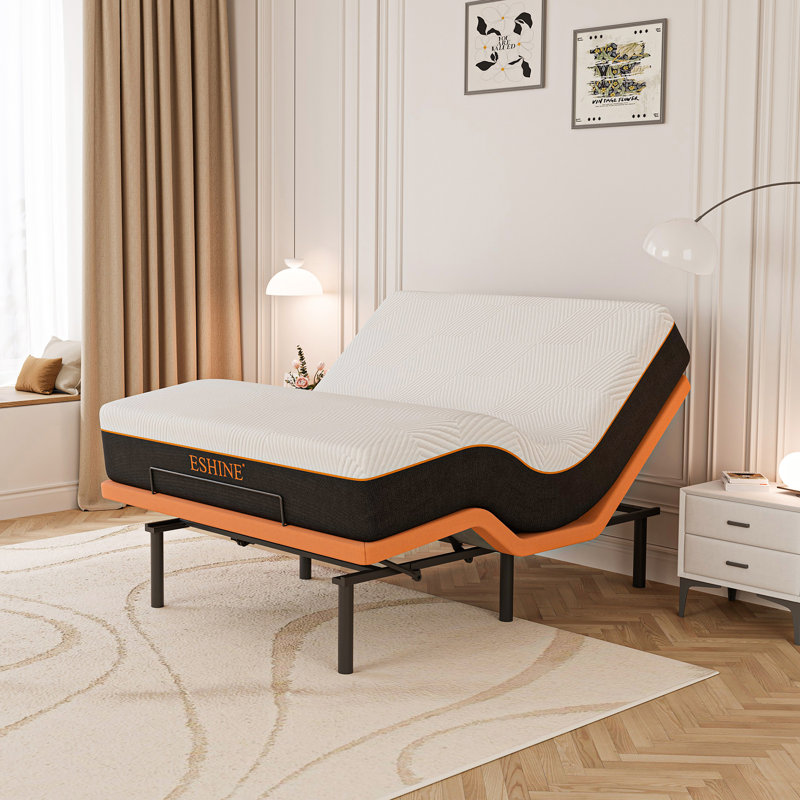 Lit réglable avec matelas en mousse à mémoire de forme de 12 po, massage, télécommande sans fil, contrôle des applications, gravité zéro, éclairage sous le lit, ports USB et de type C des deux côtés