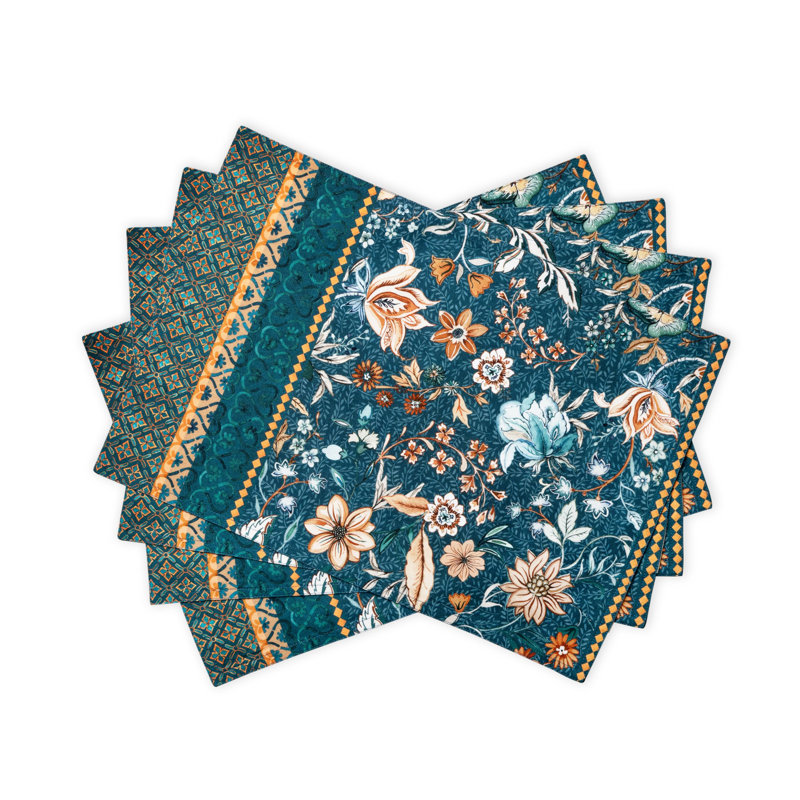 Maison d'Hermine Luxury Loft - Ensemble de 4 napperons bleu sarcelle foncé 100 % coton - 33 x 48 cm