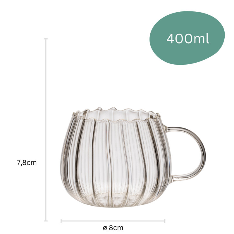 Zoha 400ml Borosilicate Glass Drinking Glass Set