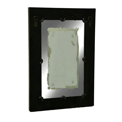 Ensemble de 2 miroirs à vin rustiques en bois noir et verre miroitant de 24 pouces de hauteur