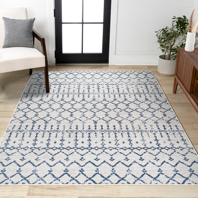 Tapis crème / bleu marine Kateshia, Rectangle 4 pi x 6 pi