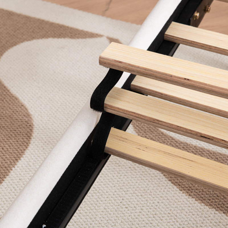 Lit plateforme tapissier Maddigan, Beige, Complète