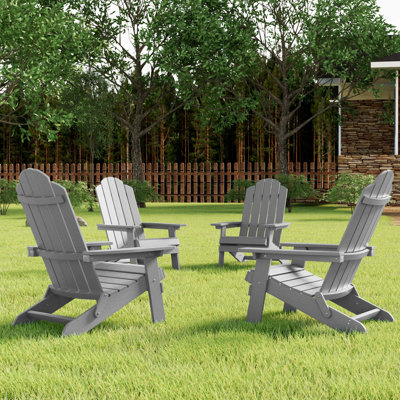 Outdoor Plastic Folding Adirondack Chair For All Weather (Set Of 4)