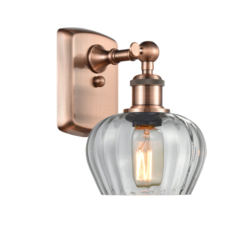 Patrina Armed Sconce, Antique Copper, Incandescent, Clear