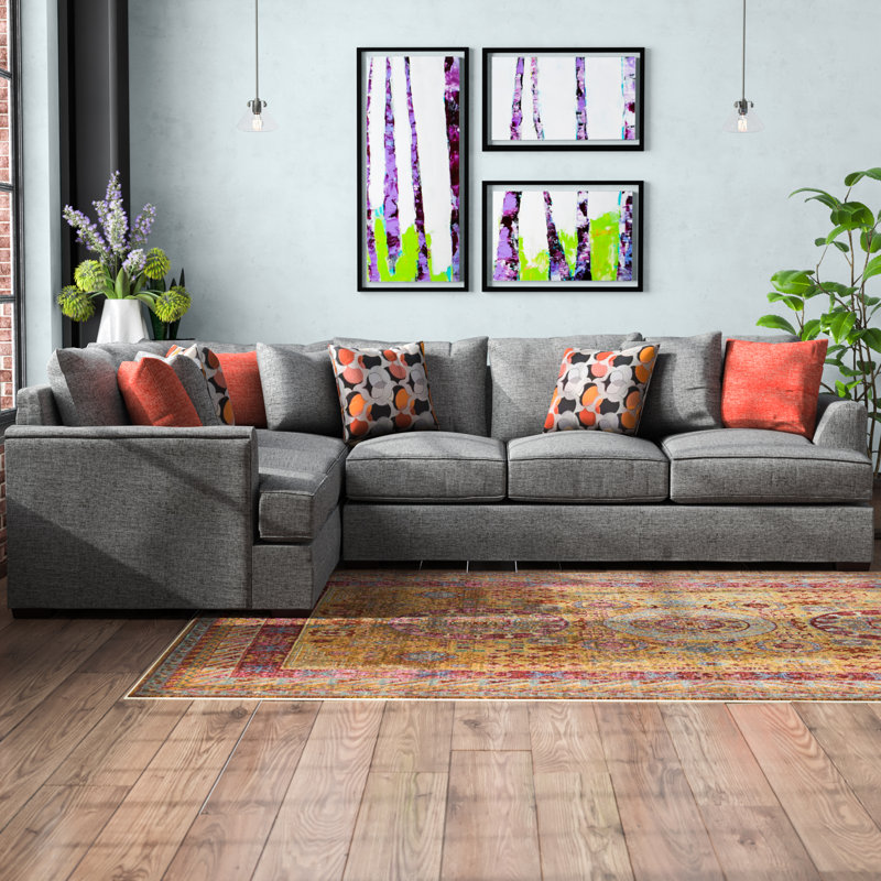 Canapé modulaire faisant face à la gauche de 136 po Fyffe, Tissu en toile de jute gris
