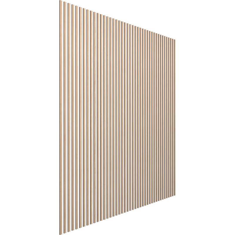 Adjustable Wood Slat Wall Panel Kit, 1"W x 94"H x 0.375"T, Red Oak