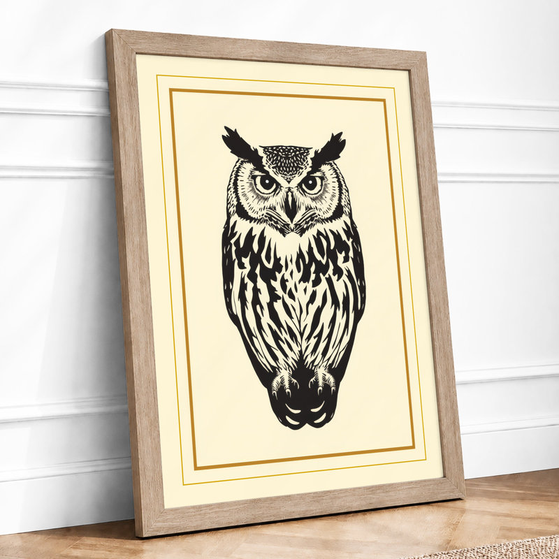 Formal Owl Study Japandi - Print, Oak, A3 - 42.0 x 29.7 cm