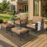 Outdoor Patio Lounge Chair And Ottoman Set With Sunbrella Cushions