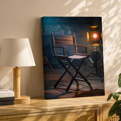 Canvas A Vintage Film Director S Chair Made Of Polished Wood Wall Art And Canvas Sits Prominently In A Dimly Lit Atmospheric Space Canvas Wall Art