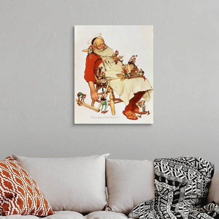 The Holiday Aisle® Norman Rockwell Santa And His Helpers On Canvas by ...