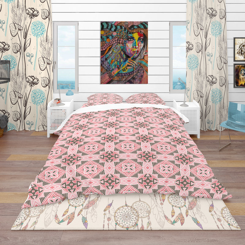 Ensemble de housse de couette bohème et éclectique, Housse de couette très grand + 2 taies décoratives