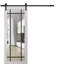Porte de grange robuste en verre trempé transparent Lucia 2266 Blanc Soie de 2 m (6,6 pi) avec rails noirs et quincaillerie renforcée. Porte intérieure moderne à panneaux pleins - 91,4 cm x 243,8 cm (36 po x 96 po) - Verre transparent - Rail noir-110274682-110274690