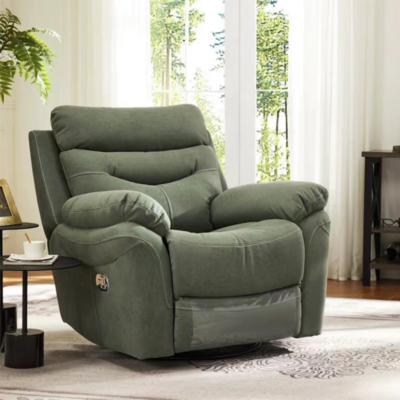 Quality fashion sofa swivel lazy home recliner, Green Faux Leather