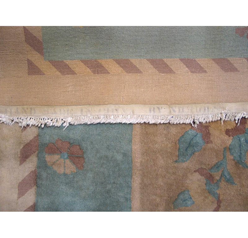 Exquisite Camel Color with Delicate Details Floral Antique Chinese Art Deco Rug