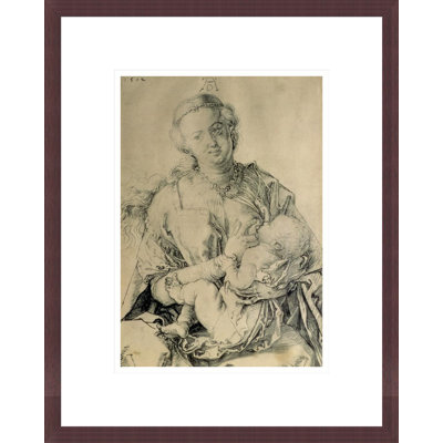 Vierge Marie qui tète l'enfant Christ (dessin au fusain) par Albrecht Dürer, impression giclée encadrée