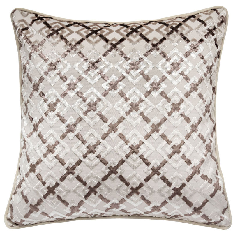 Leshi Geometric Throw Pillow, Ecru