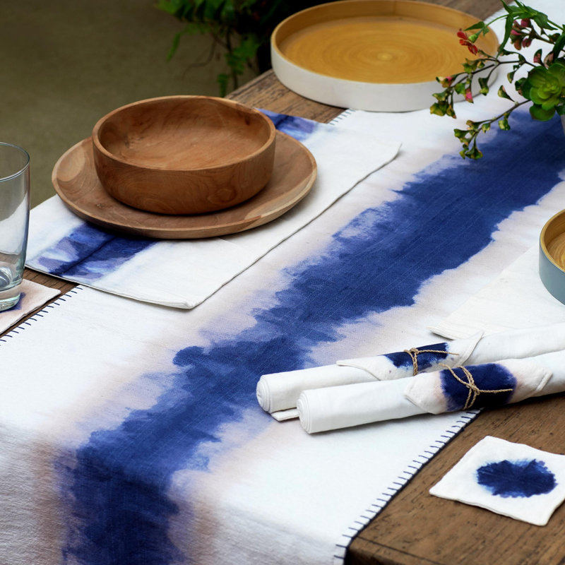 Indigo River Tie-Dyed Cotton Table Runner
