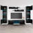 Entertainment 100" Modern Floating Wall Mounted Entertainment Center with 16-Color LED Lighting, High Gloss Finish-466491908