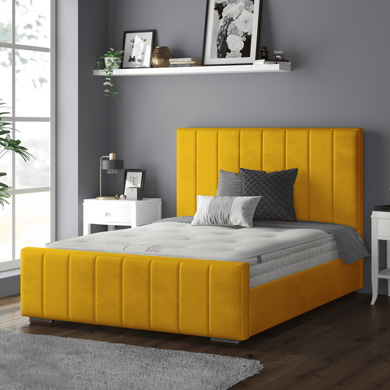 Jesse Upholstered Bed, Turmeric, Single (3')