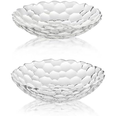 Ensemble de 2 bols à fruits en cristal sur piédestal en verre (grand et petit)