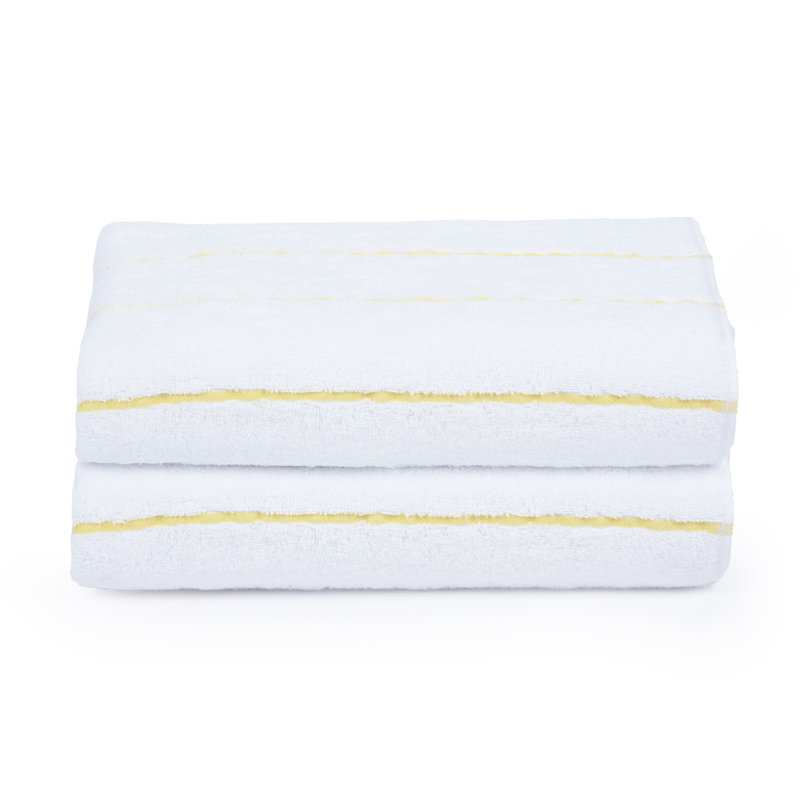 100% Cotton Lightweight, Quick Drying Cabana Beach Towels, Yellow, Beach Towel - 2 Pack