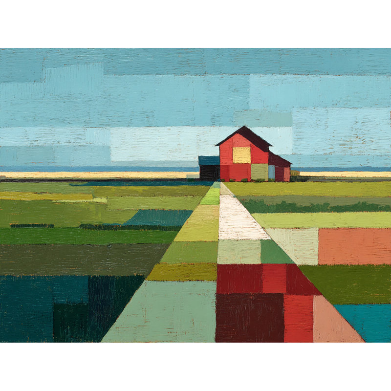 «Geometric Barn View» - Art mural sur toile tendue, H 16 po x l 24 po