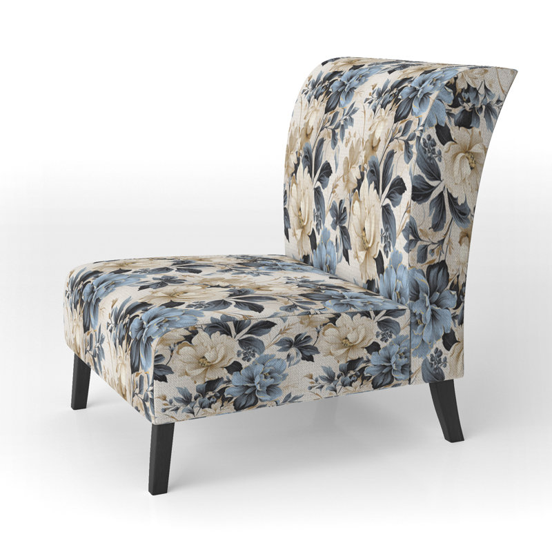 Rustic Victorian Brocade Victorian Pattern - Upholstered Floral Accent Chair Cottage Side Chair