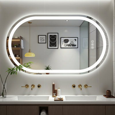 Lunara 192 LEDs/m LED Lighted Oval Bathroom/Vanity Mirror with ETL Certified, Anti-Fog Tempered Glass
