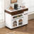 Extendable Kitchen Island With Walnut, Mdf & Glass, Modern Mobile Storage Solution