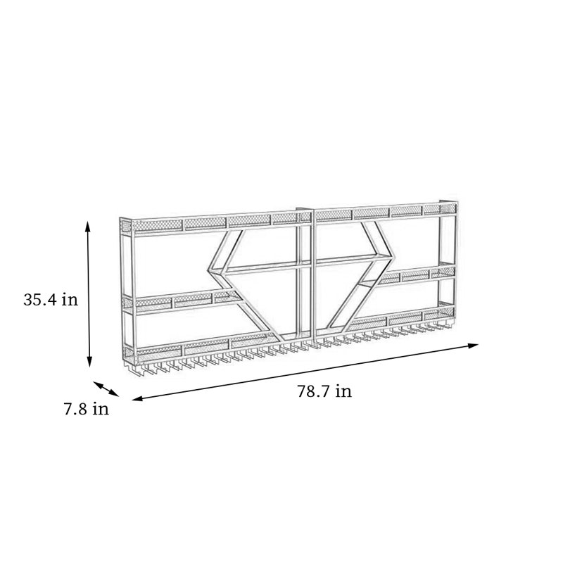 Saites, Doré, H 35,4 po x l 78,7 po x P 7,8 po